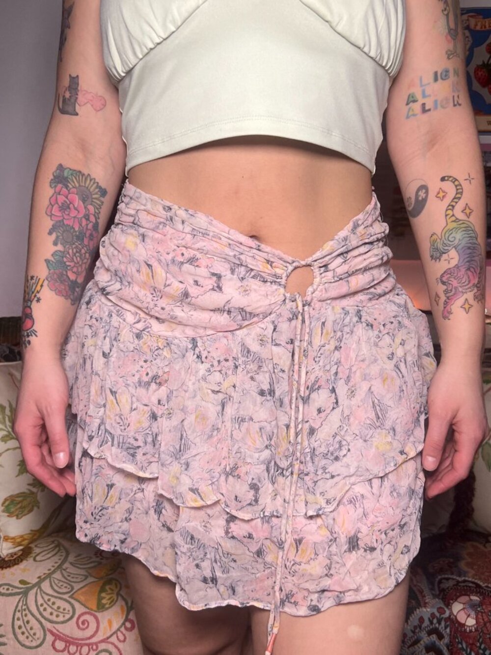 Anthropologie Y2K summer-girl tiered skirt